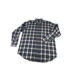 Claybrooke Button Down Green Plaid Shirt Men's Sz Med 100% Cotton Long Sleeve
